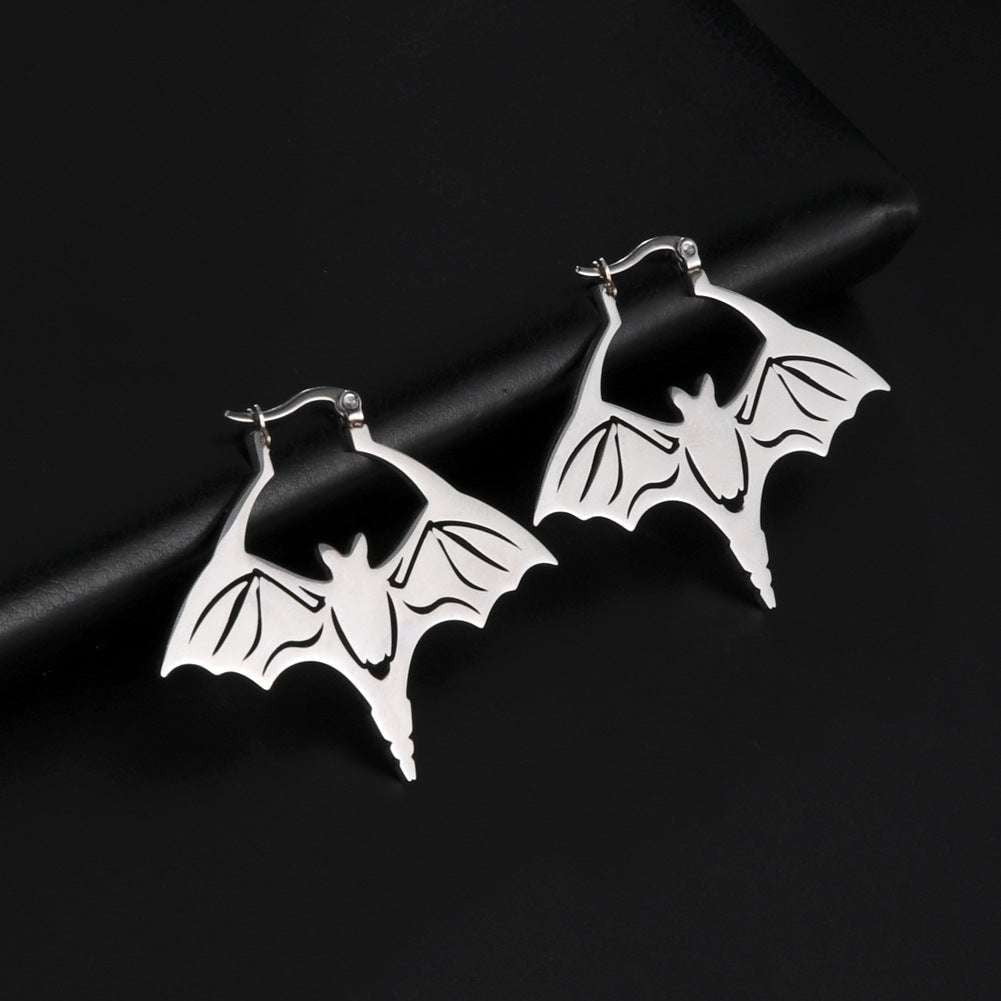 Gothic bat earrings, Steel bat jewelry, Titanium bat earrings - available at Sparq Mart