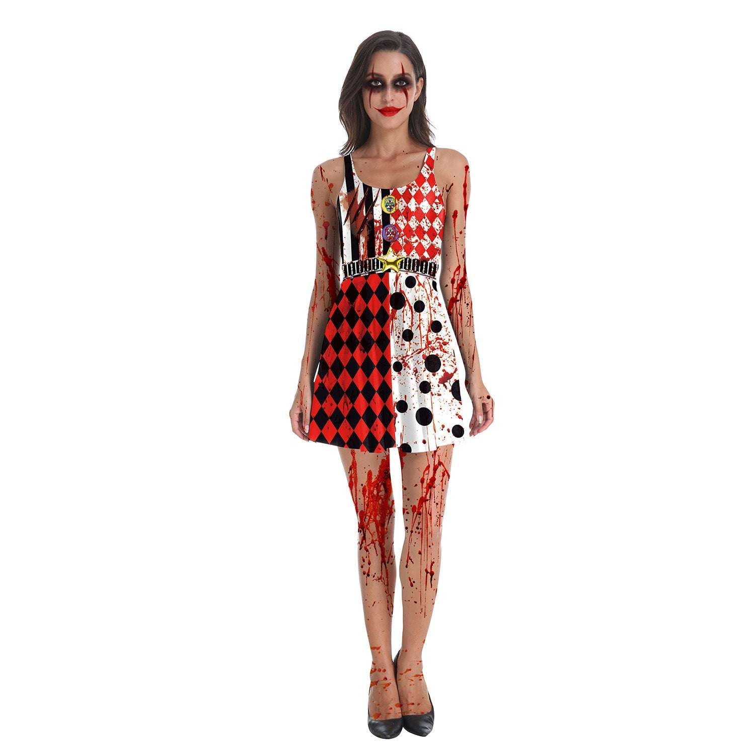 Halloween Pleated Dress, High Waist Fashion, Round Neck Costume - available at Sparq Mart