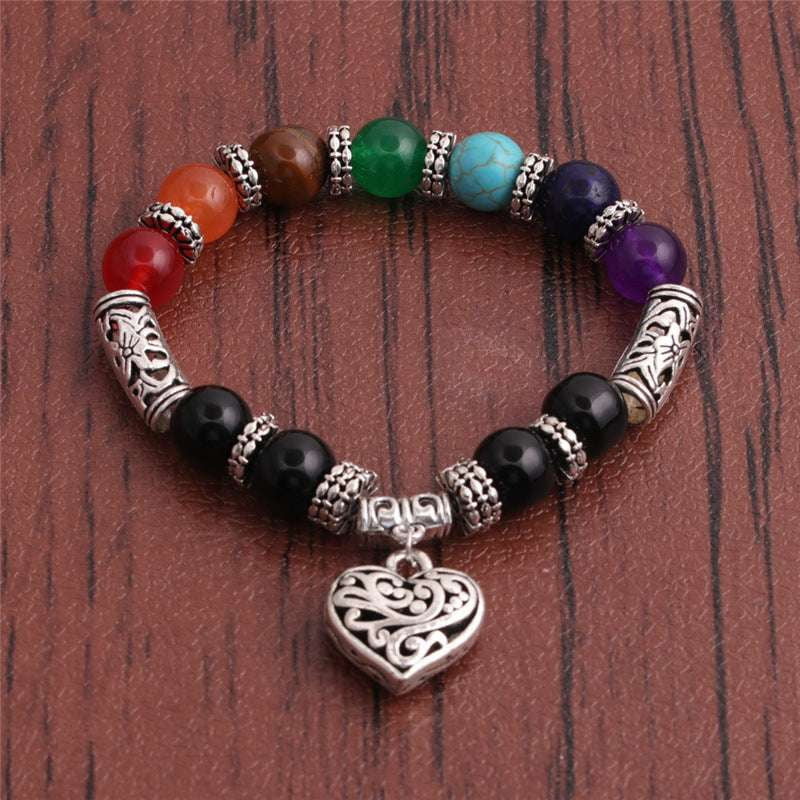 colorful beaded bracelet, heart bead bracelet, heart charm bracelet - available at Sparq Mart