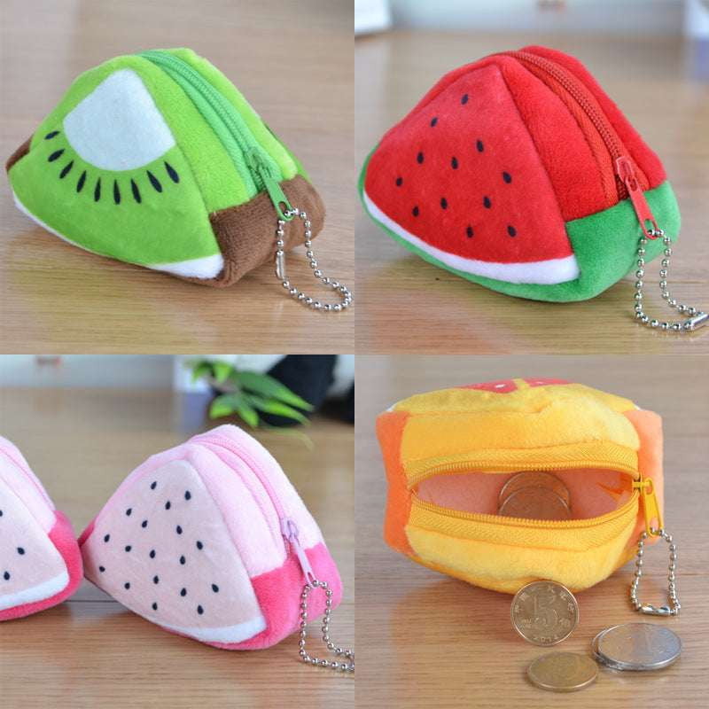 Fruit Coin Purse, Kids Plush Wallet, Triangular Key Strap - available at Sparq Mart