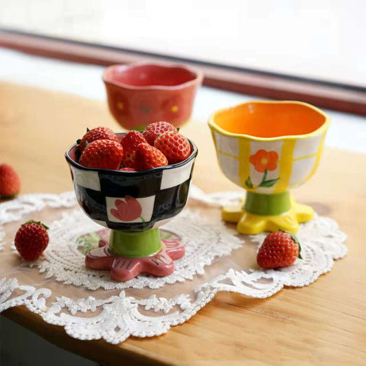 Ceramic Tulip Cup, Korean Flower Goblet, Tiger Berry Cup - available at Sparq Mart