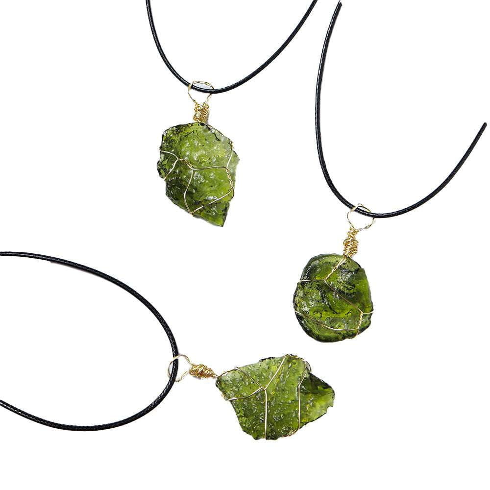 Green Belt Pendant, Meteorite Pendant Necklace, Rough Stone Jewelry - available at Sparq Mart