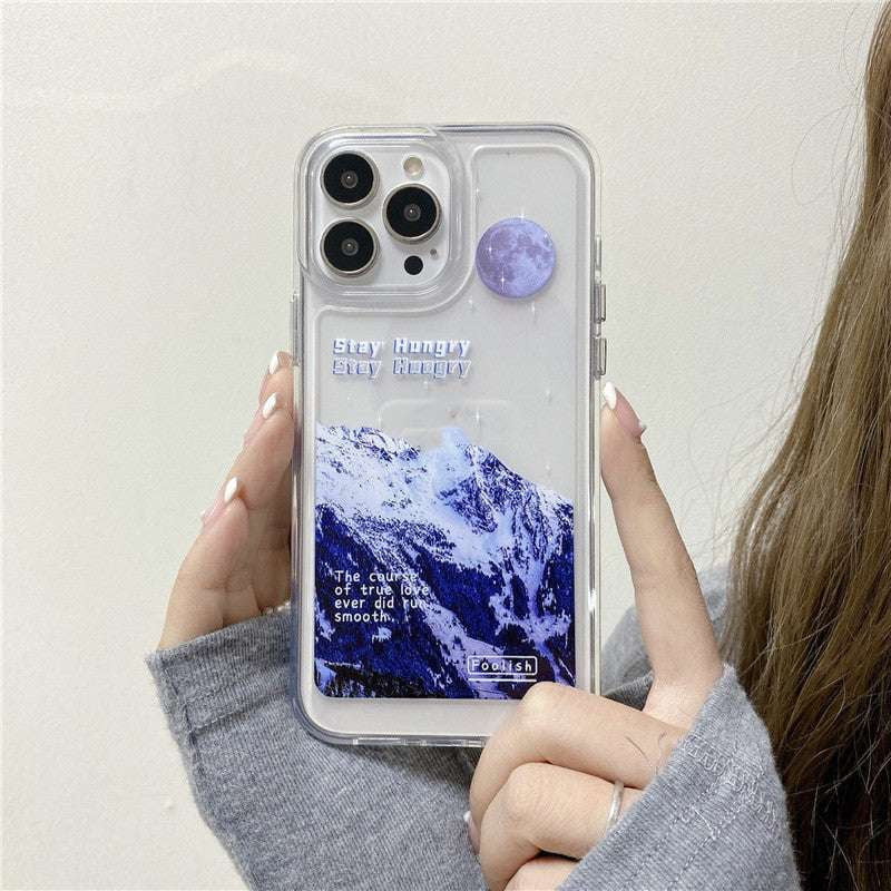 Mountain Print Case, Silicone Moon Case, Transparent Space Cover - available at Sparq Mart