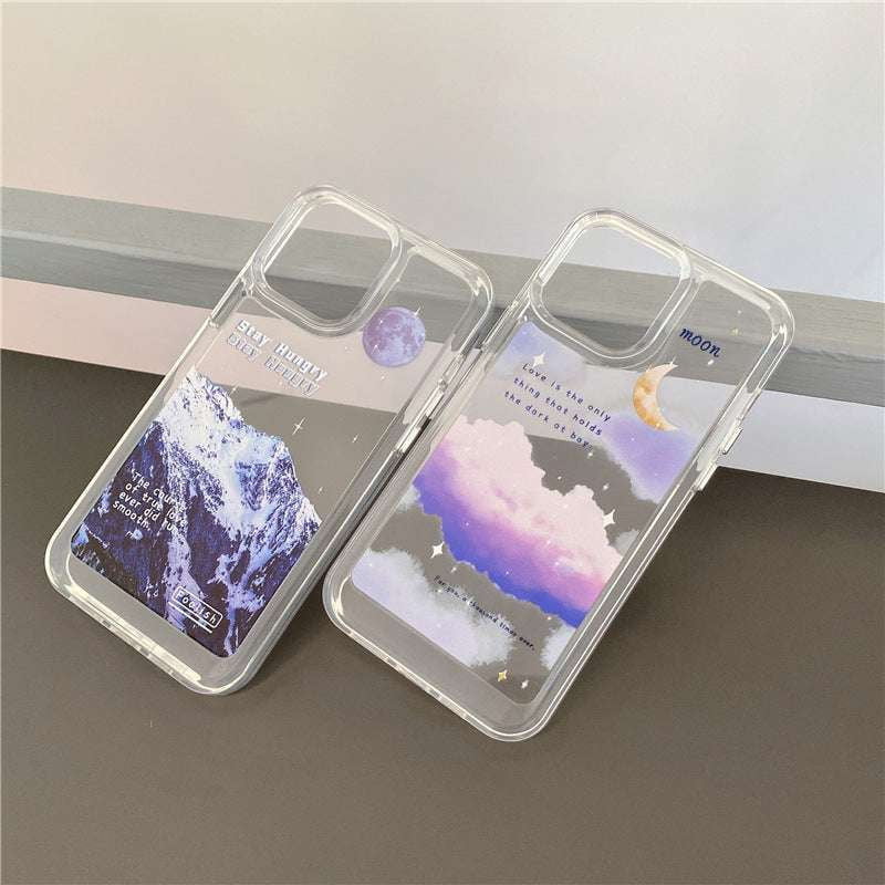 Mountain Print Case, Silicone Moon Case, Transparent Space Cover - available at Sparq Mart