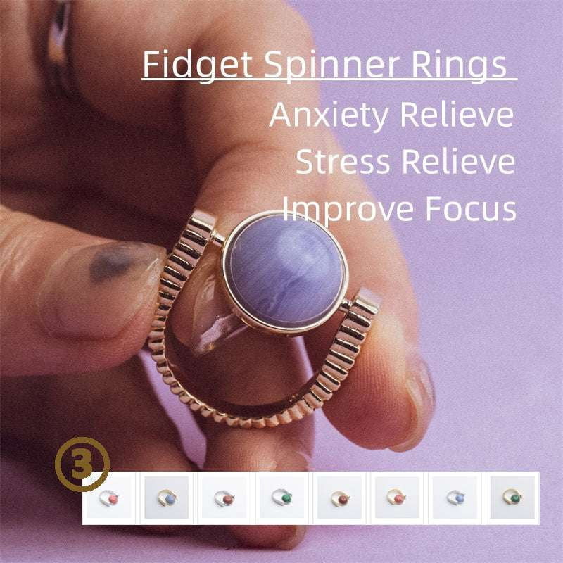 Natural Stone Jewelry, Spinner Rings Anxiety, Stress Relief Rings - available at Sparq Mart