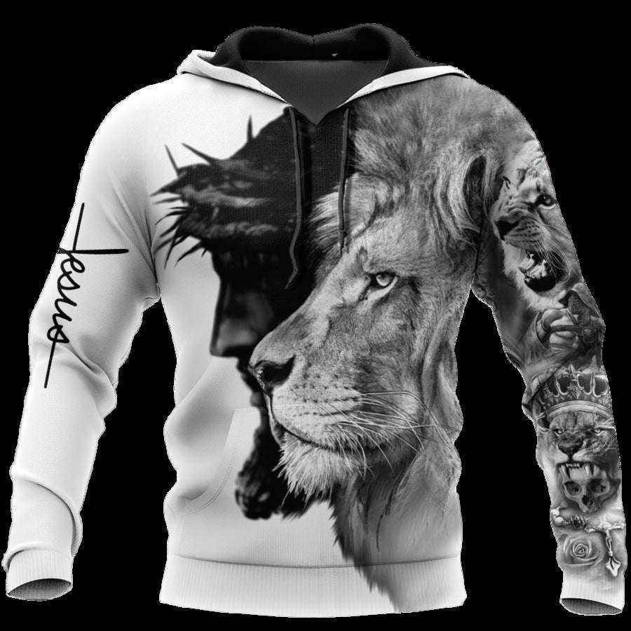 Autumn Sleeve Pullover, Casual Style Hoodie, Wolf Print Sweater - available at Sparq Mart