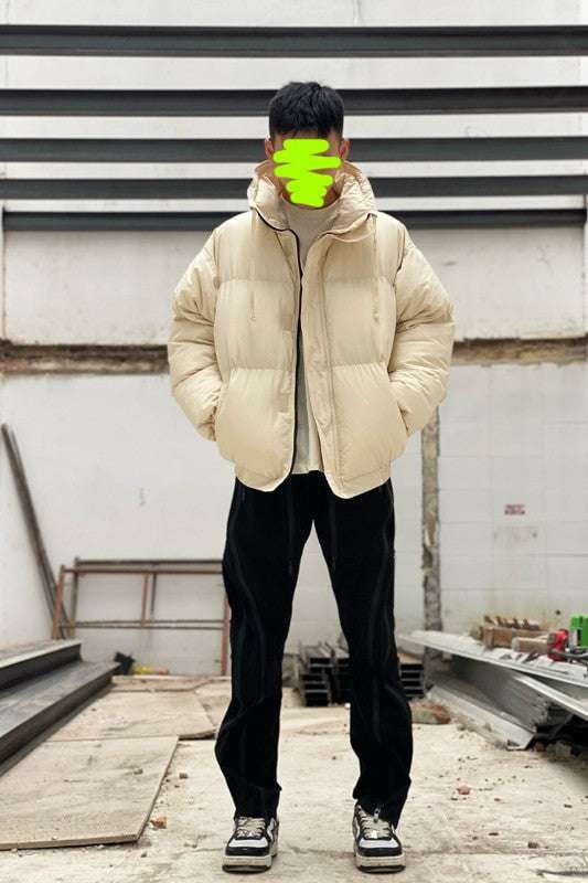 Cap-Free Outerwear, Down Filled Jacket, Unisex Cotton Coat - available at Sparq Mart