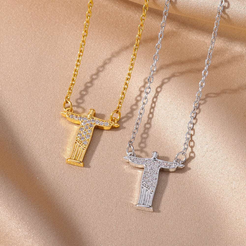 micro inlaid jewelry, vintage cross necklace, zircon pendant necklace - available at Sparq Mart