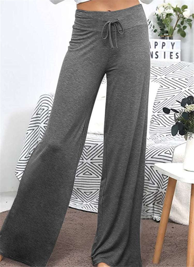 Comfortable Wide Pants, Elastic Waist Trousers, High Waist Pants - available at Sparq Mart