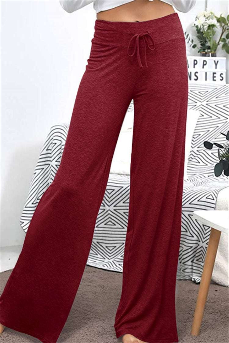 Comfortable Wide Pants, Elastic Waist Trousers, High Waist Pants - available at Sparq Mart