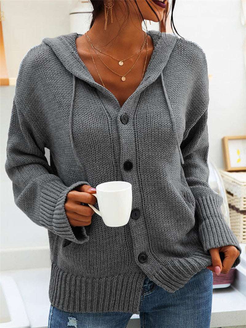 cozy hooded sweater, layered cardigan outfit, women's knit cardigan - available at Sparq Mart