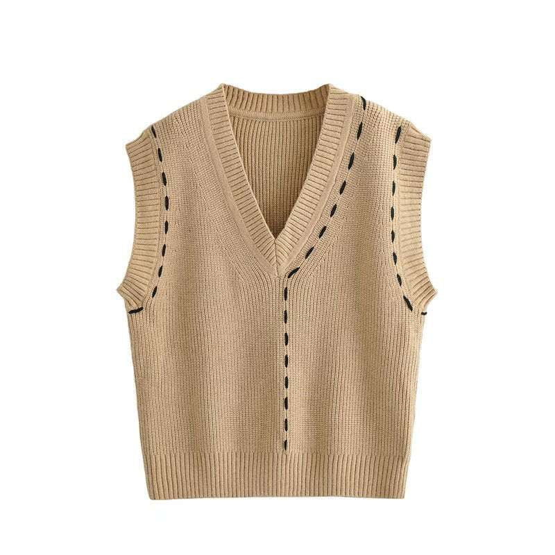 Sleeveless Knit Top, Stylish Sweater Vest, Women's Vest Fashion - available at Sparq Mart