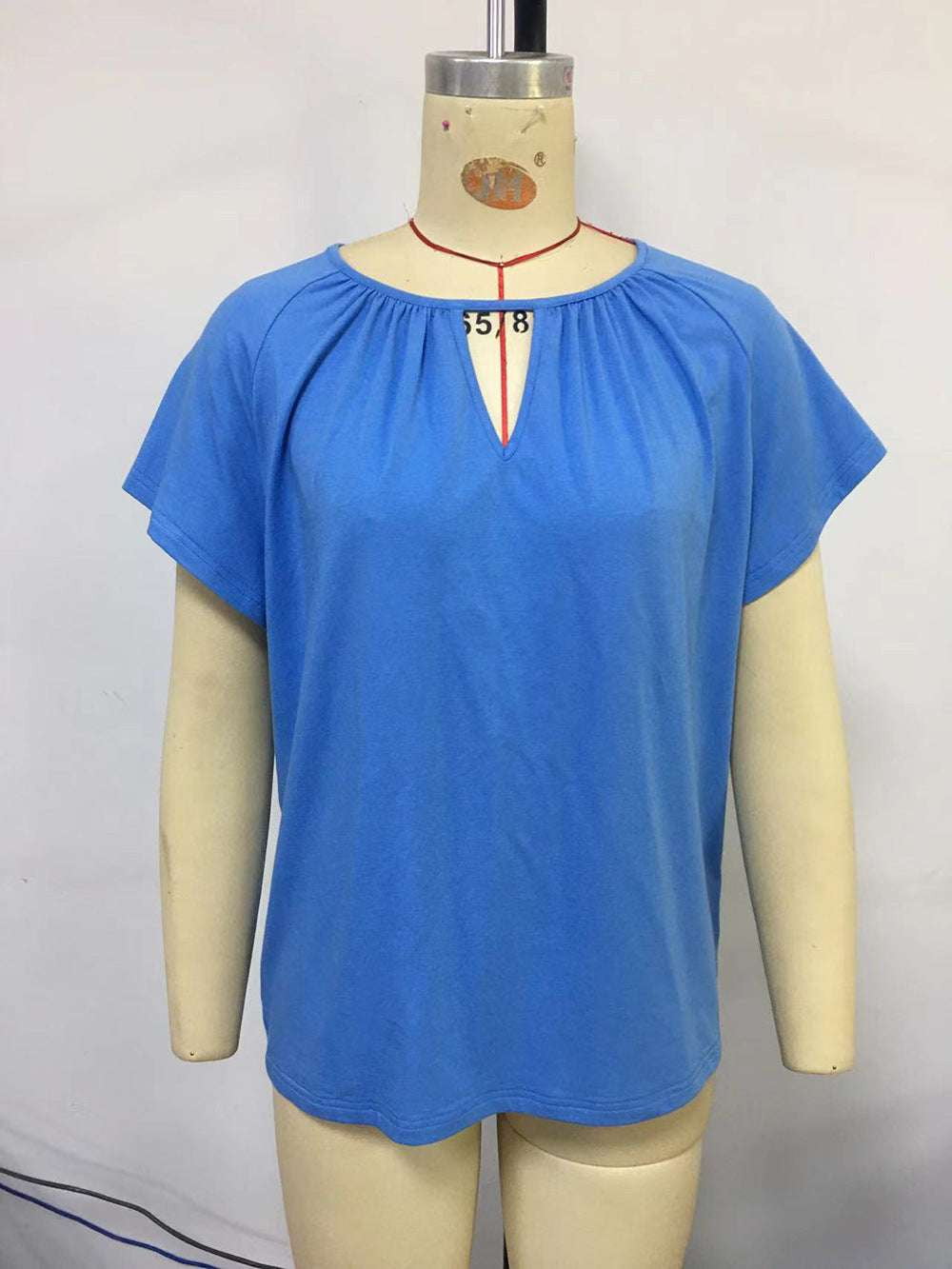 Hollow Sleeve Shirt, Loose Casual Top, Round Neck Tee - available at Sparq Mart