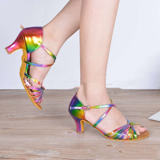 Colorful Salsa Heels, Ladies Dance Footwear, Latin Ballroom Shoes - available at Sparq Mart